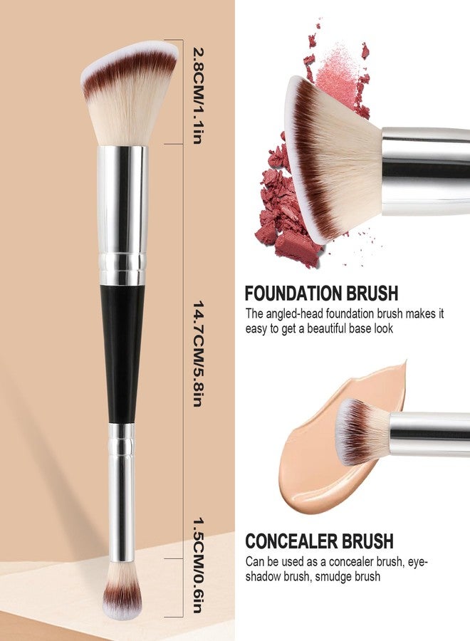 BEAUTYFACTOR Dual-Ended Foundation & Concealer Brush, 2 in 1 Flat/Angled Top Kabuki Brush for Makeup Flawless Blending and Application of Liquid, Powder, Cream, BB Cream - Image 3