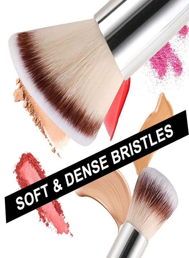 BEAUTYFACTOR Dual-Ended Foundation & Concealer Brush, 2 in 1 Flat/Angled Top Kabuki Brush for Makeup Flawless Blending and Application of Liquid, Powder, Cream, BB Cream - Image 2