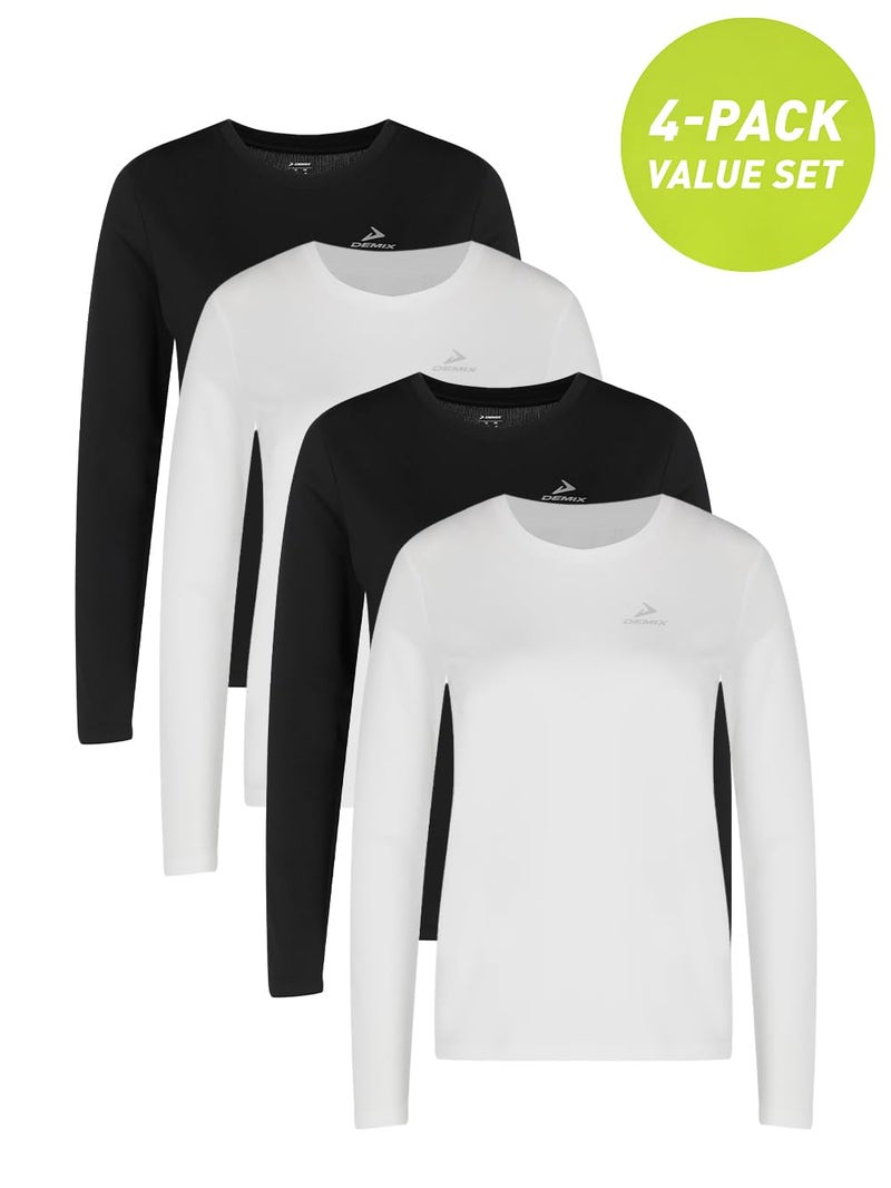 Demix Women's 4-Pack Running Longsleeves – Lightweight Longsleeves with MOVI Wick Moisture-Wicking, Breathable Fabric, Raglan Sleeves, Reflective Elements & Freedom of Movement - Image 2