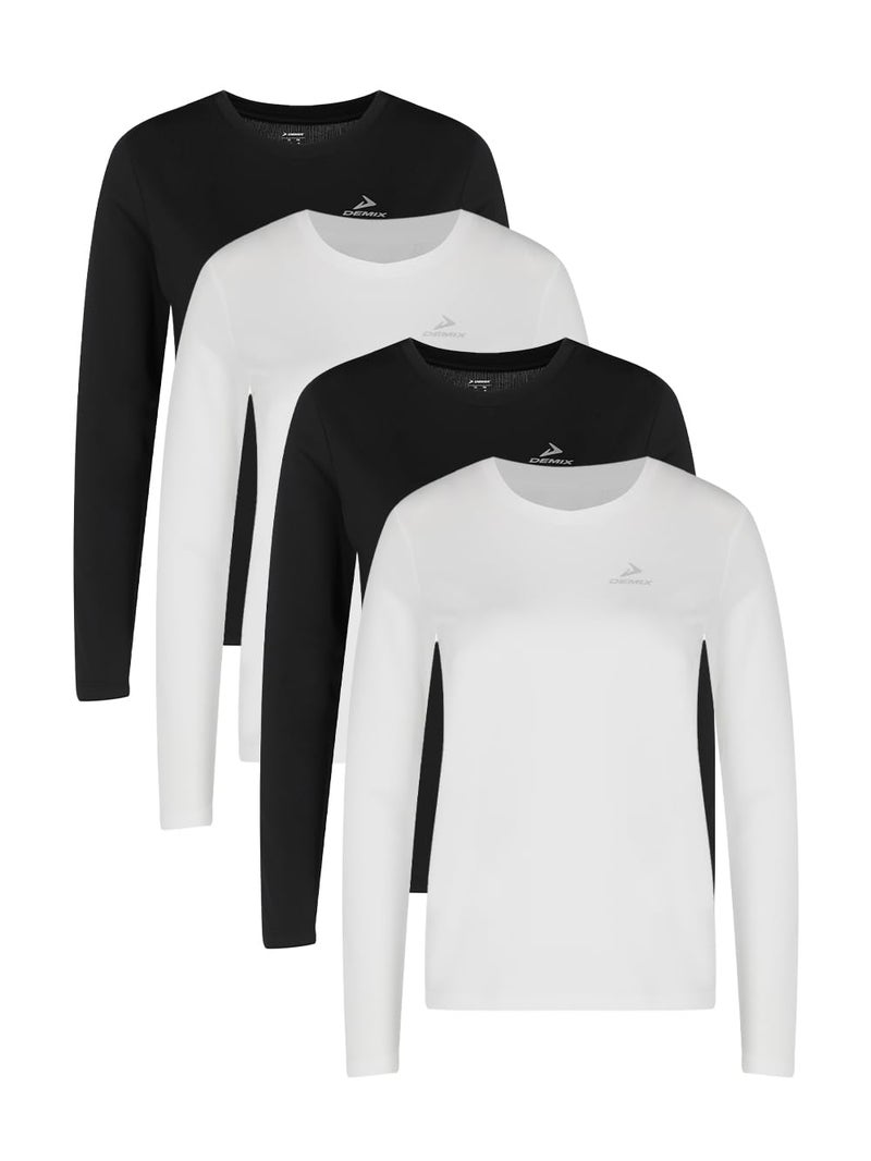 Demix Women's 4-Pack Running Longsleeves – Lightweight Longsleeves with MOVI Wick Moisture-Wicking, Breathable Fabric, Raglan Sleeves, Reflective Elements & Freedom of Movement - Image 1