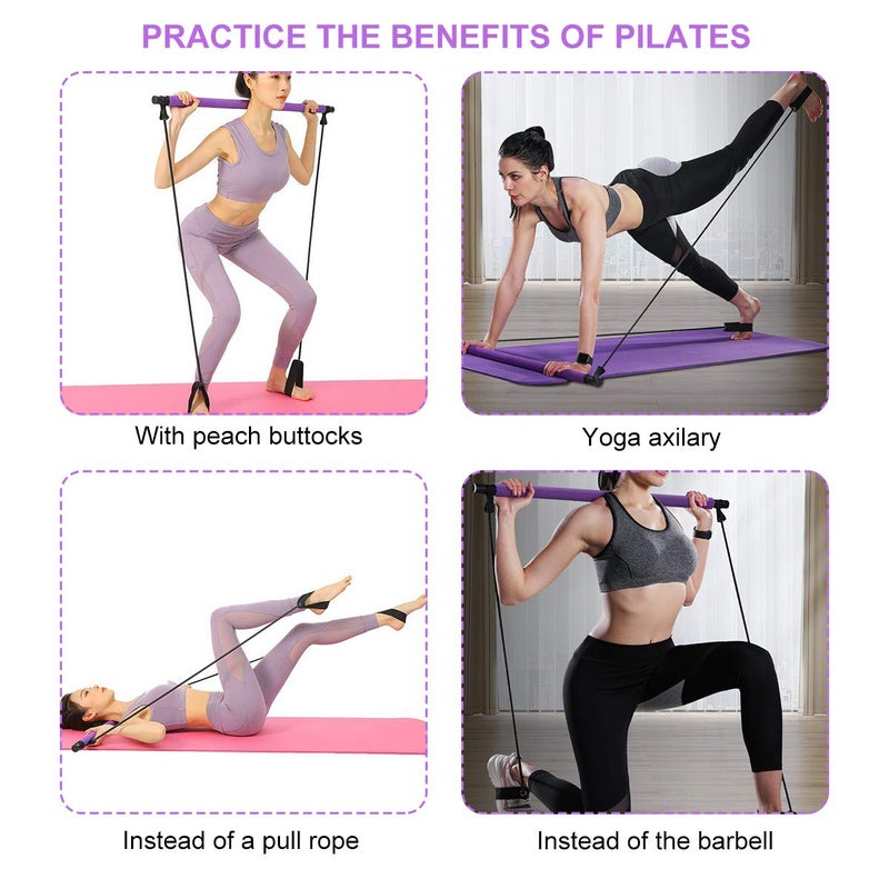 Surplex Bodybuilding Yoga Pilates Stick with Foot Loop, Pilates Bar Kit with Resistance Band, Portable Yoga Pilates Stick Exercise Bar, Ideal for Home Total Body Workout, Gym, Weighlifting - Image 4