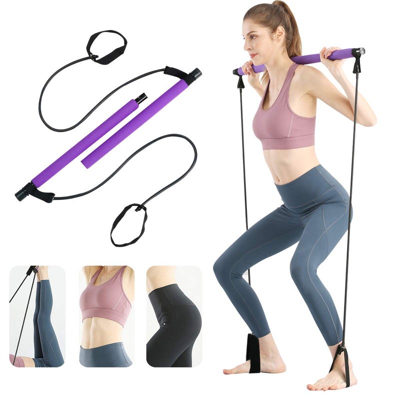 Surplex Bodybuilding Yoga Pilates Stick with Foot Loop, Pilates Bar Kit with Resistance Band, Portable Yoga Pilates Stick Exercise Bar, Ideal for Home Total Body Workout, Gym, Weighlifting - Image 1