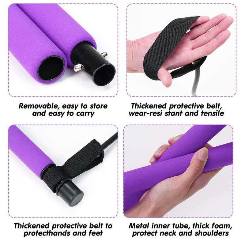 Surplex Bodybuilding Yoga Pilates Stick with Foot Loop, Pilates Bar Kit with Resistance Band, Portable Yoga Pilates Stick Exercise Bar, Ideal for Home Total Body Workout, Gym, Weighlifting - Image 5