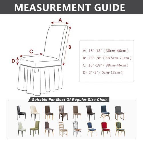 molasofa Chair Covers for Dining Room Set of 4 Stretch Chair Slipcovers with Skirt for Kitchen Seat Protectors Wedding Banquet Decor Kids Pets Spandex Fabric Washable (4pcs, Black) - Image 2