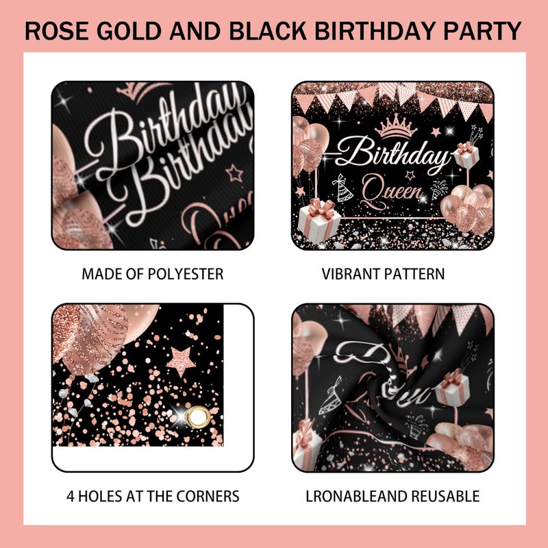 jenlion Happy Birthday Party Decorations for Women,Black PInk Balloons,Birthday Box Decor,Backdrop,Beers Foil Balloon - Image 5