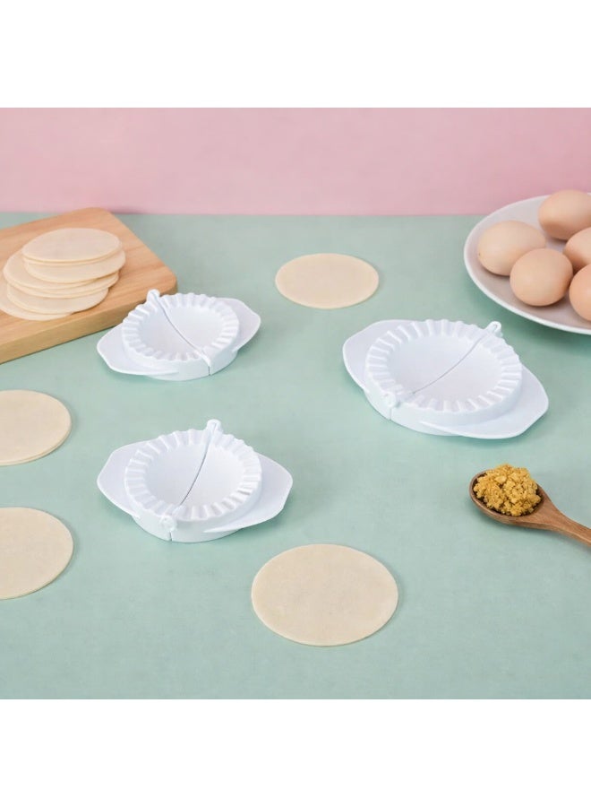 أداة عمل وكبس الزلابية والسمبوسة يدوياً، أداة طي العجين للمعجنات والرافيولي والإمبانادا، بلاستيك آمن للطعام، لون أبيض - Image 1