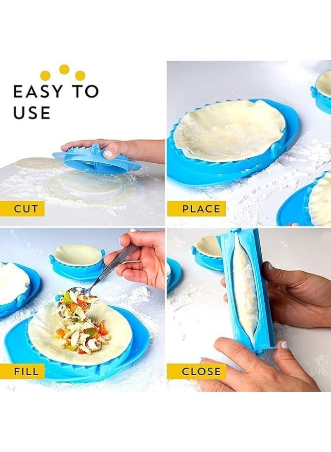 أداة عمل وكبس الزلابية والسمبوسة يدوياً، أداة طي العجين للمعجنات والرافيولي والإمبانادا، بلاستيك آمن للطعام، لون أبيض - Image 2