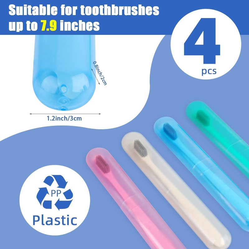 Garth Plastic Toothbrush Container | Toothbrush Case Box | Tooth Brush Travel Covers | Anti Bacterial Toothbrush Cover | Portable Toothbrush Container | Toothbrush Holder for Trip (Multicolor,4Pc) - Image 4