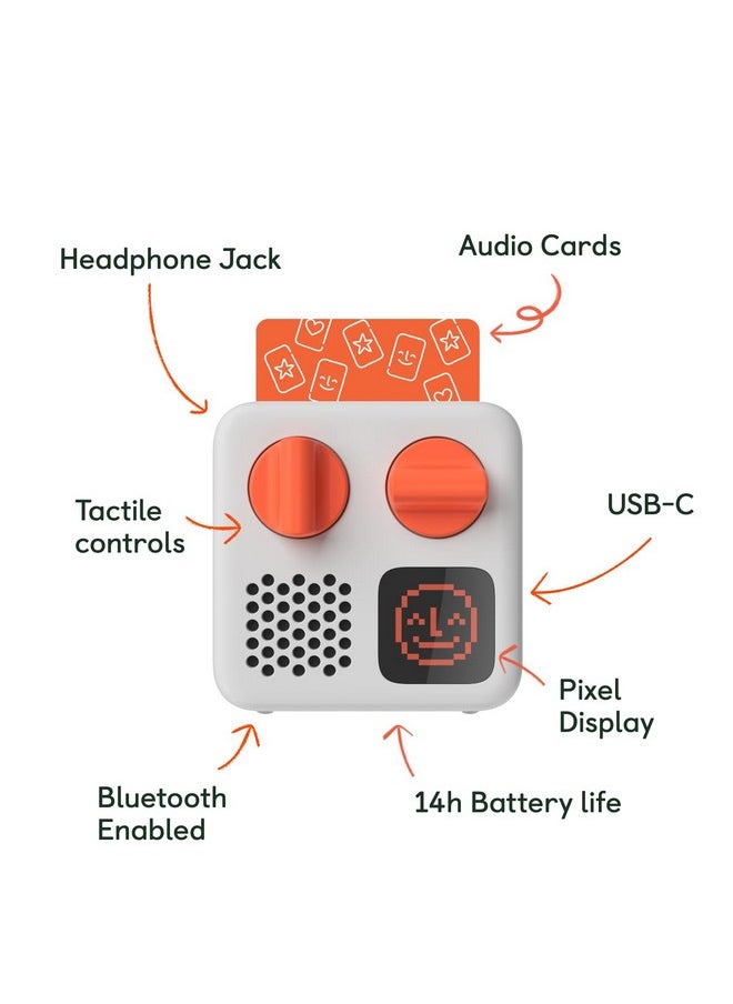 Yoto Mini (2024 Edition) + Make Your Own Card - Kids Screen-Free Bluetooth Audio Player, All-in-1 Travel Device Plays Stories Music Podcast Radio Ok-to-Wake Clock, Use as Speaker or with Headphones