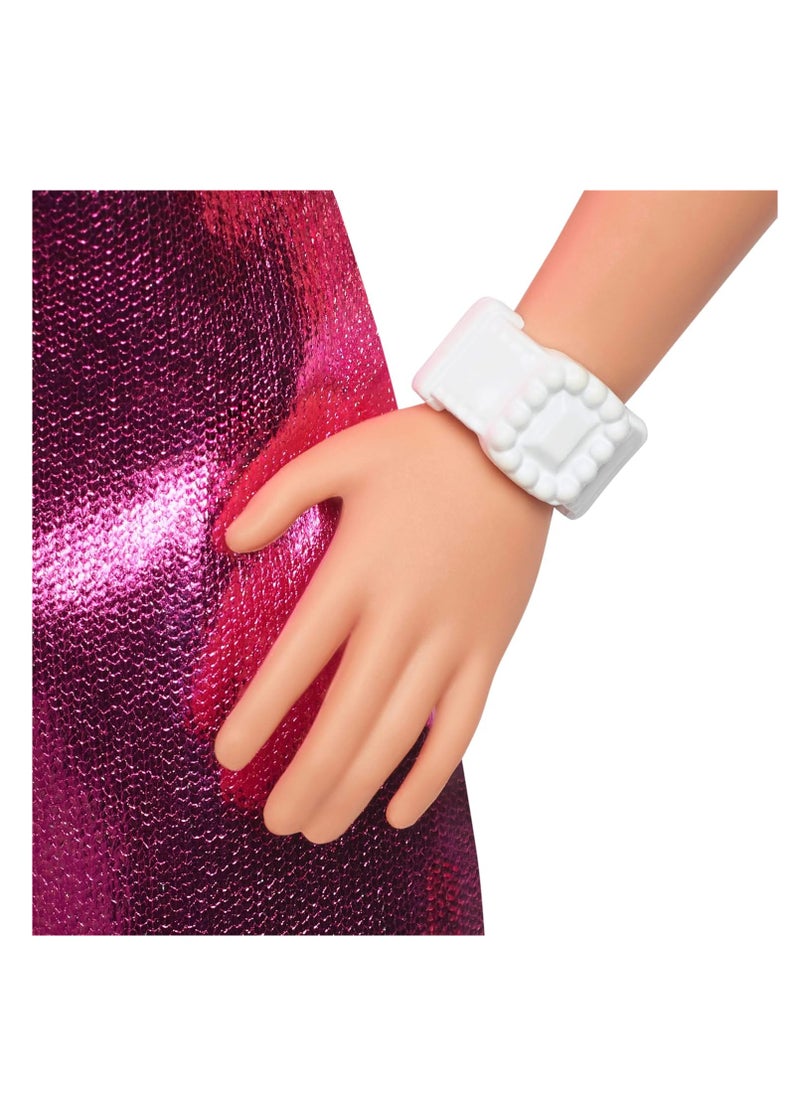 Barbie Barbie Fashionista Doll - Metallic Pink Dress With Heart Cut-Out  - Image 4