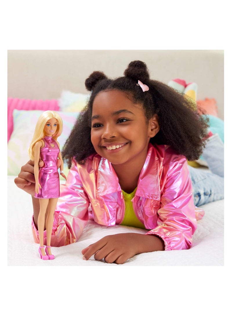 Barbie Barbie Fashionista Doll - Metallic Pink Dress With Heart Cut-Out  - Image 5