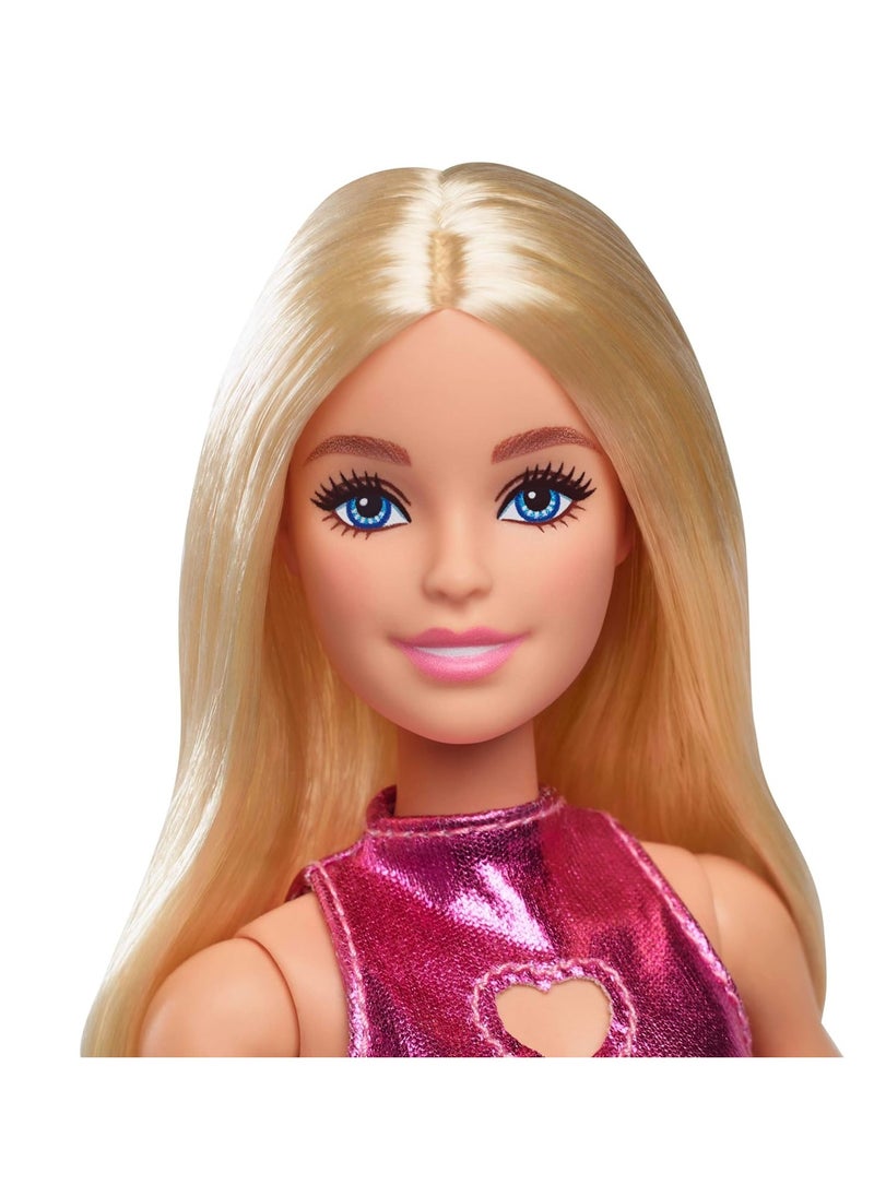 Barbie Barbie Fashionista Doll - Metallic Pink Dress With Heart Cut-Out  - Image 2