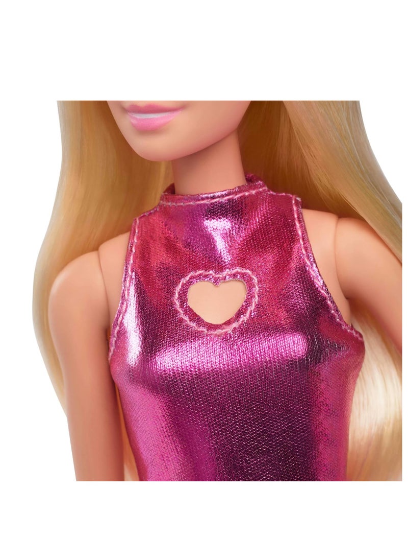Barbie Barbie Fashionista Doll - Metallic Pink Dress With Heart Cut-Out  - Image 3