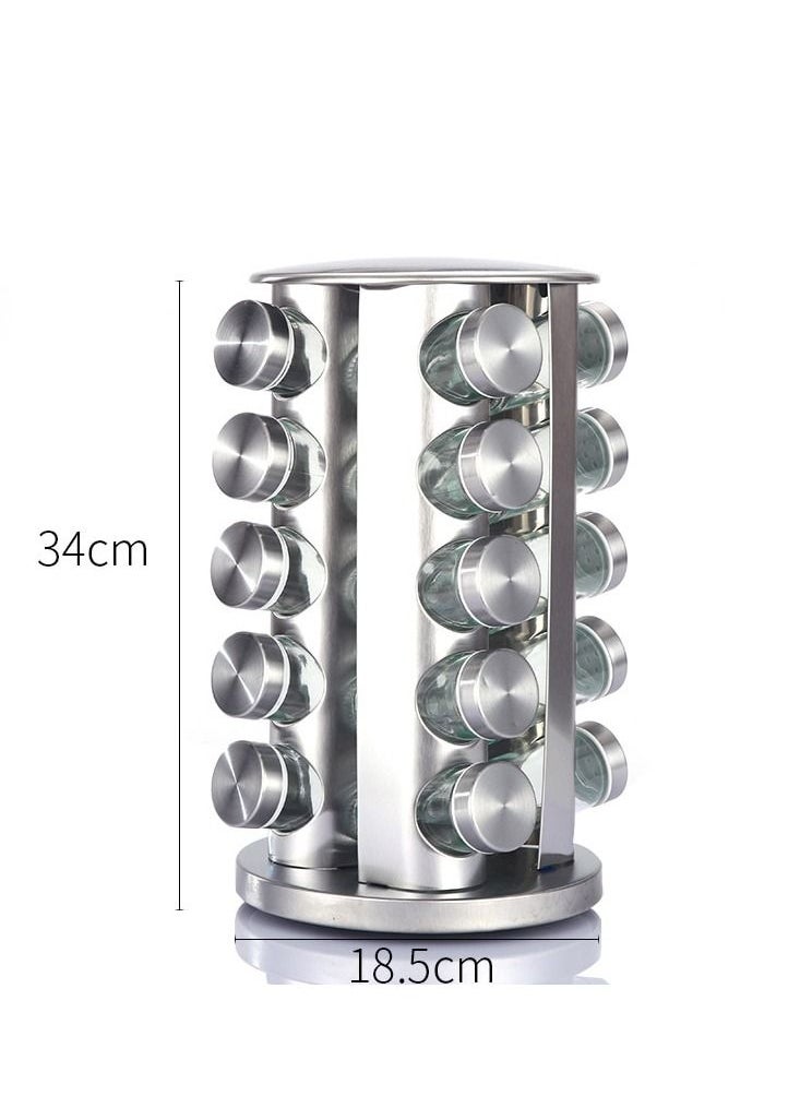 Generic - Revolving Spice Rack with 20 Jars, Rotating Spice Rack Organizer, Seasoning Organizer with Labels, Stainless Steel Spice Carousel for Kitchen Countertop, Cabinet - Image 1