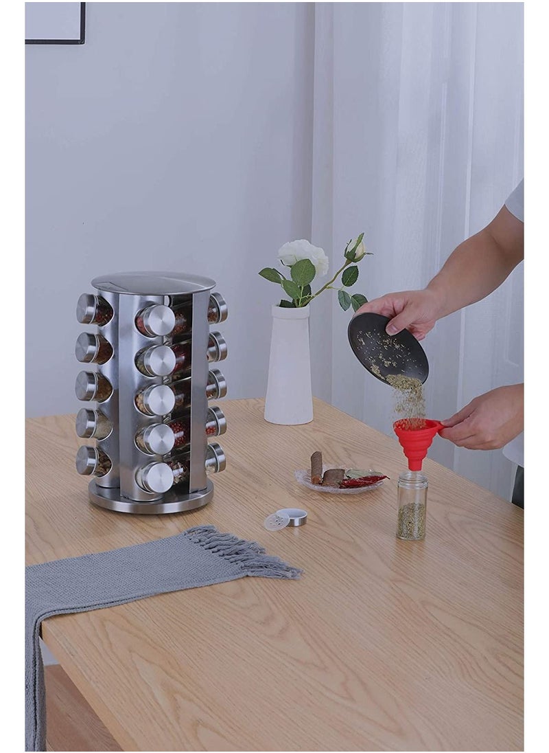Generic - Revolving Spice Rack with 20 Jars, Rotating Spice Rack Organizer, Seasoning Organizer with Labels, Stainless Steel Spice Carousel for Kitchen Countertop, Cabinet - Image 1