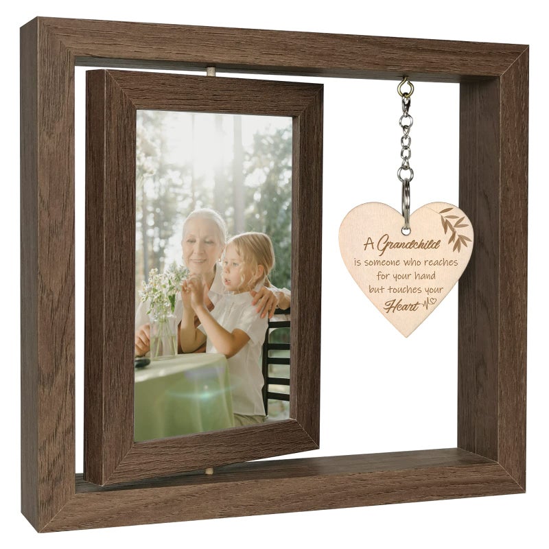 EYITUPC A Grandchild is Someone Who Reaches for Your Hands but Touches Your Heart Picture Frame First Time Grandparents Gifts, Display Two 4x6 Inch - Image 1