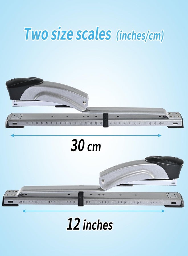 Craftinova Long Reach Stapler,with 2000 Staples & Stapler Remover Full Strip，20-25 Sheet Capacity,with Built-in Ruler and Adjustable Locking Paper Guide, Silvery - Image 3