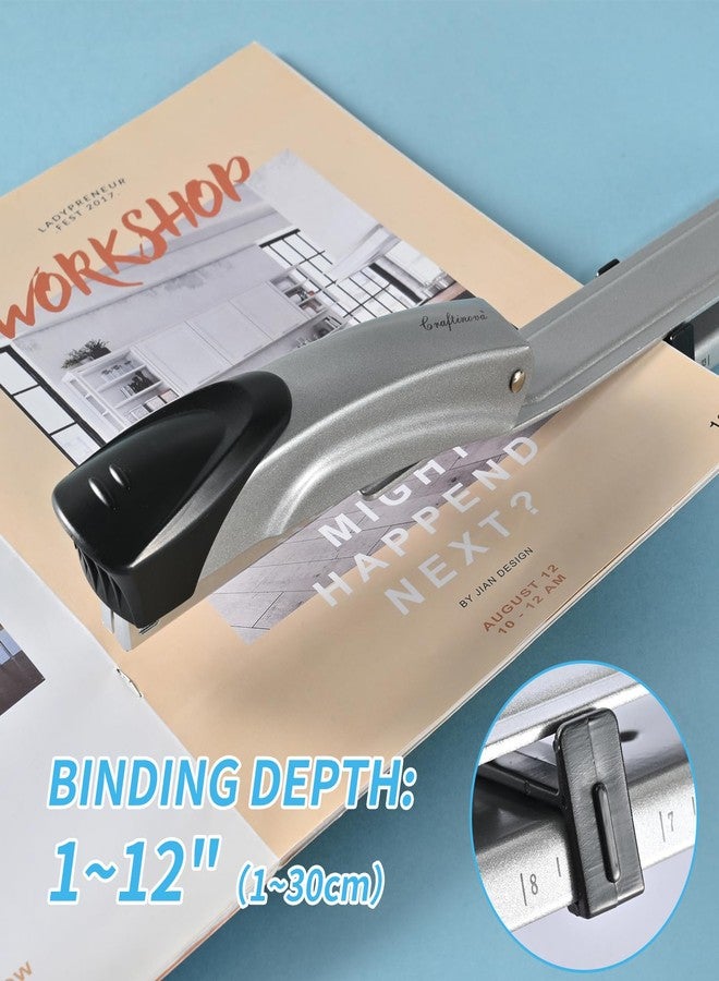 Craftinova Long Reach Stapler,with 2000 Staples & Stapler Remover Full Strip，20-25 Sheet Capacity,with Built-in Ruler and Adjustable Locking Paper Guide, Silvery - Image 2