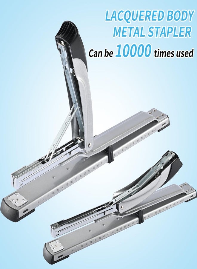 Craftinova Long Reach Stapler,with 2000 Staples & Stapler Remover Full Strip，20-25 Sheet Capacity,with Built-in Ruler and Adjustable Locking Paper Guide, Silvery - Image 5