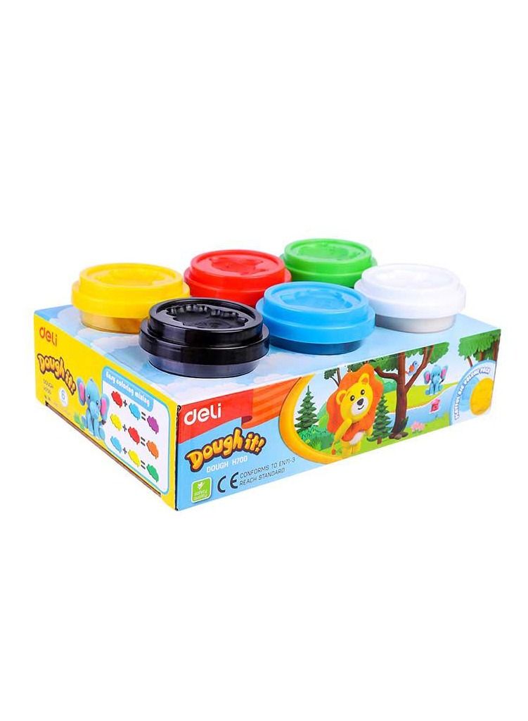 Deli 6-Piece Dough It Soft Clay Set Multicolour - Image 1