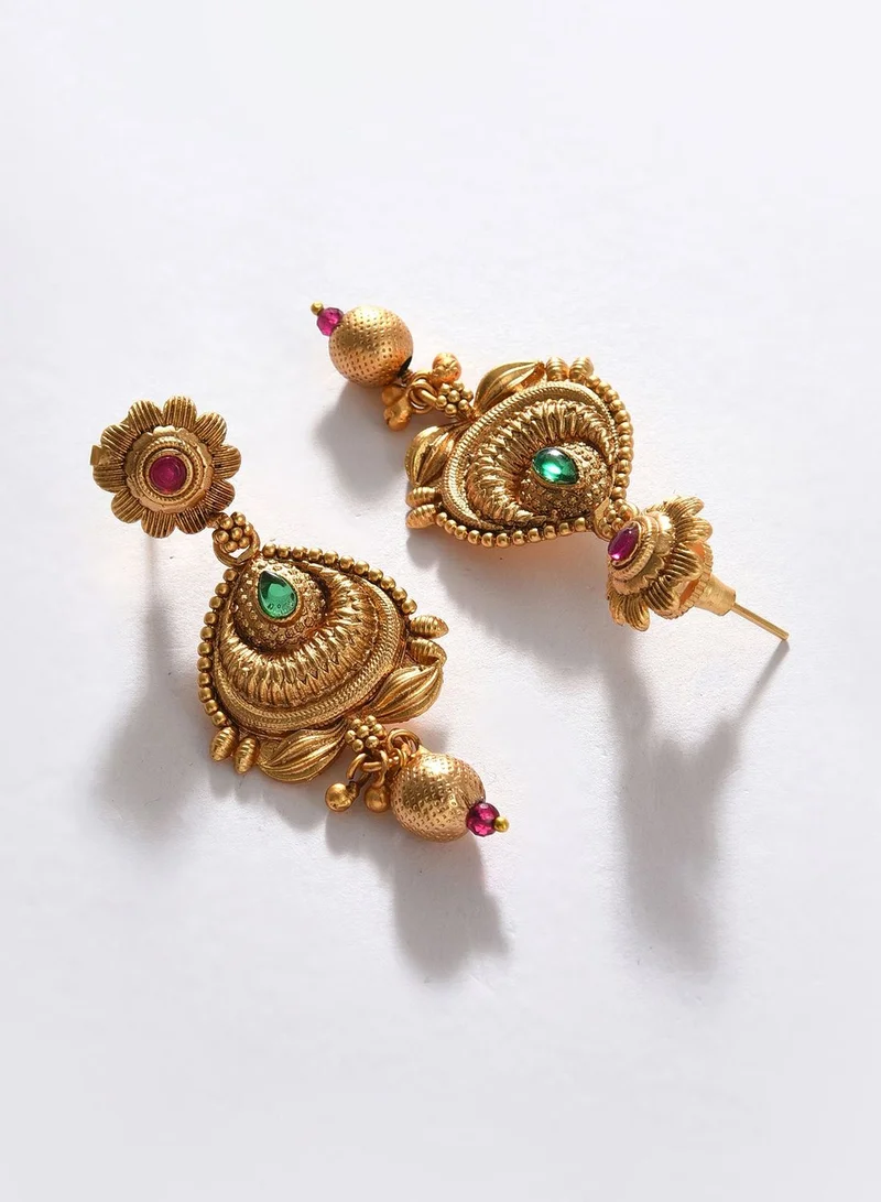 SOHI Gold Plated Designer Stone Necklace Set