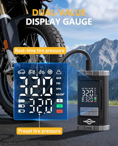 Aneson Tire Inflator Portable Air Compressor, 2X Fast Air Pump with Digital Gauge 150 PSI, Auto Shutoff for Roadside Inflation, Daily Car Care, Motorcycles, Bikes, and Sports Ball, One-Click Start - Image 4