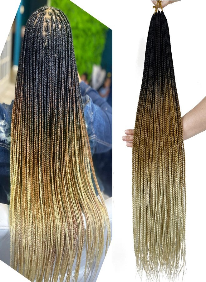 Chicmoi Ombre Blonde Crochet Box Braids Pre Looped 1B/27/613 Box Braids Crochet Hair 144 strands Small Size Soft Pre-looped Crochet Hair for Black Women Chicmoi Hair (T1B/27/613, 24 inch box braids 6 pack) - Image 1