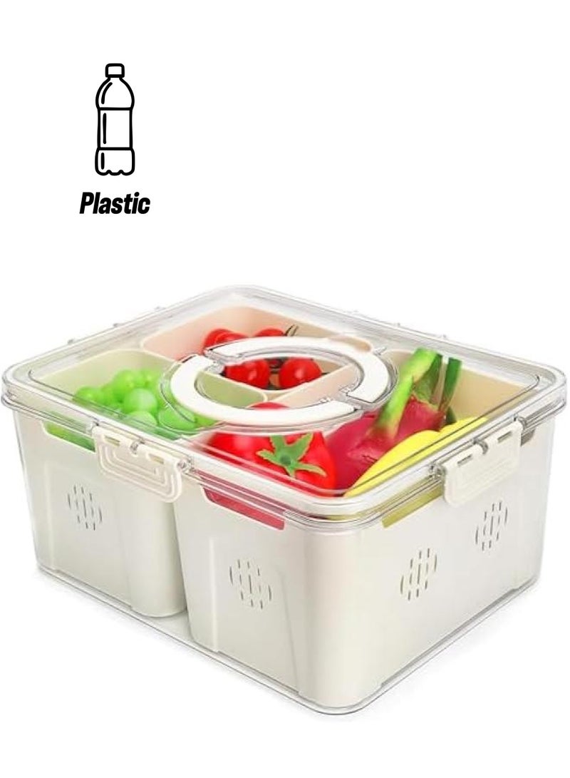 ميكسد حاويات تخزين الفواكه 1 جهاز كمبيوتر شخصي للثلاجة ، وإنتاج حاوية توفير الخضروات مع مقبض تغطية كولاندر ، خالية من BPA ، والحفاظ على الفواكه والخضروات والأغذية واللحوم الطازجة - Image 1