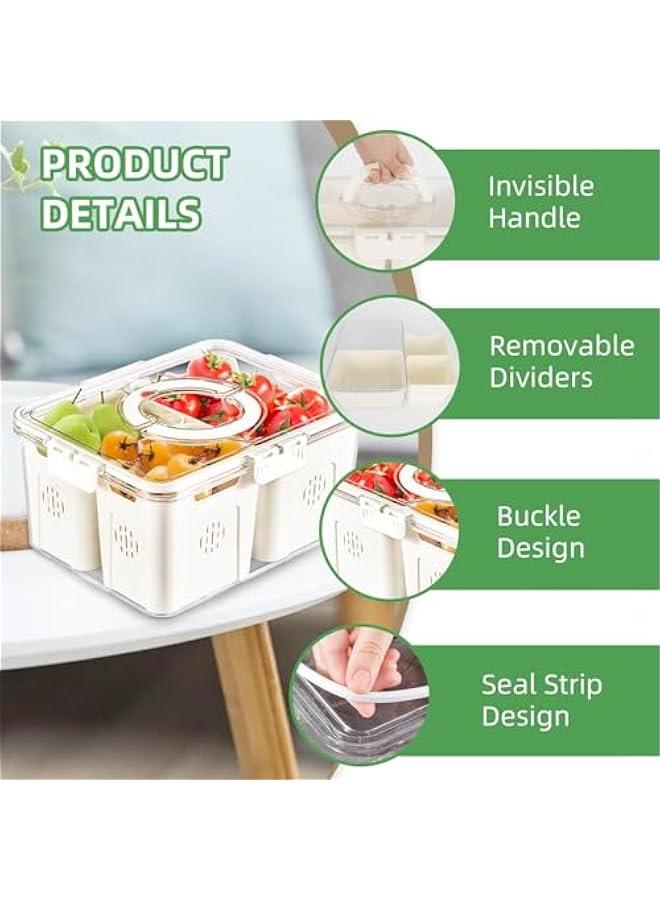 ميكسد حاويات تخزين الفواكه 1 جهاز كمبيوتر شخصي للثلاجة ، وإنتاج حاوية توفير الخضروات مع مقبض تغطية كولاندر ، خالية من BPA ، والحفاظ على الفواكه والخضروات والأغذية واللحوم الطازجة - Image 2