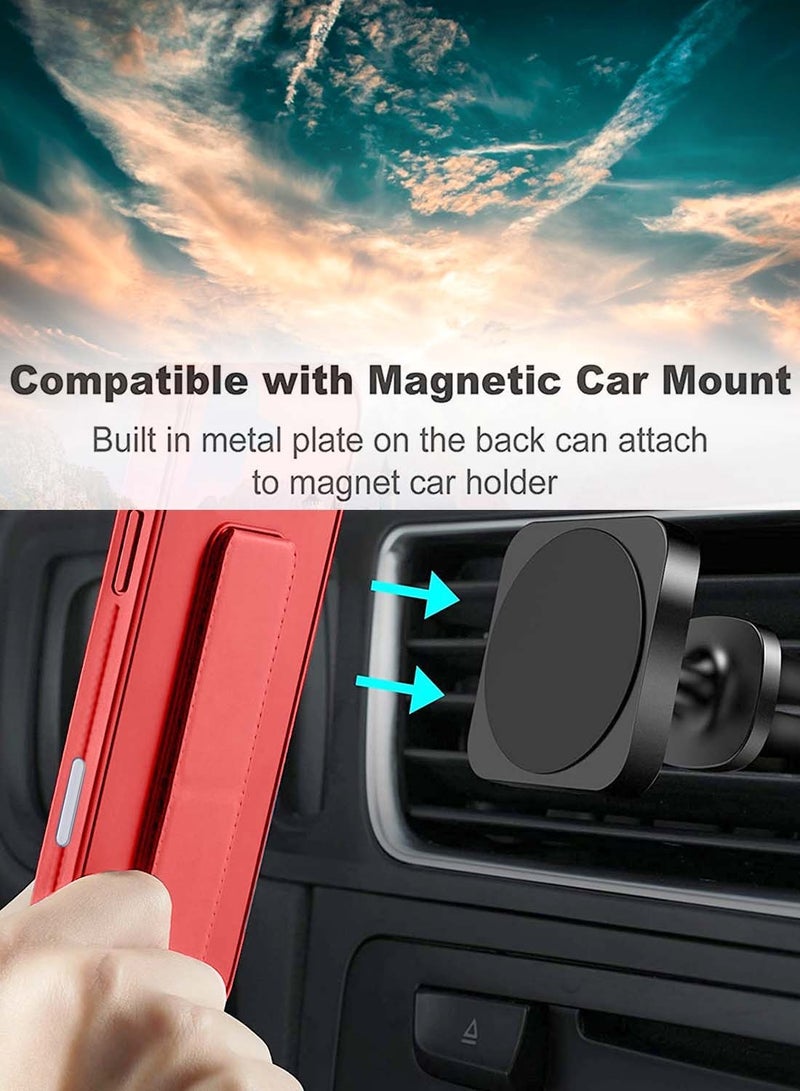 Wtech Apple iPhone 16 2024 Hand Grip Foldable Magnetic Kickstand Wrist Strap Finger Grip with Built-in Iron Case Cover - Red - Image 3