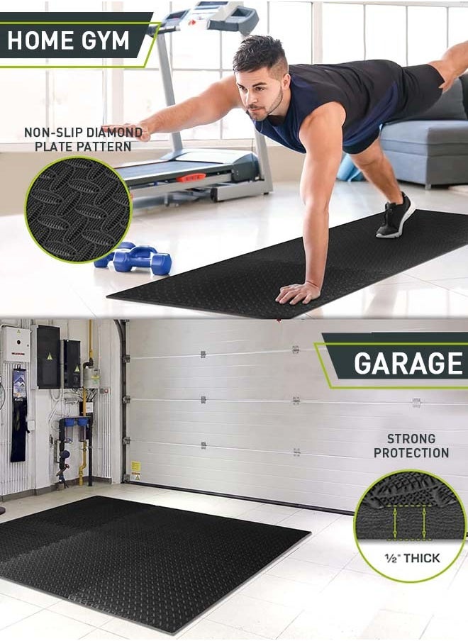Gym Flooring Set, EVA Foam Exercise Mat Tiles with Borders, Protective Puzzle Floor Mats for Home Gym, Workout, Kids Play Area, 12 PCS