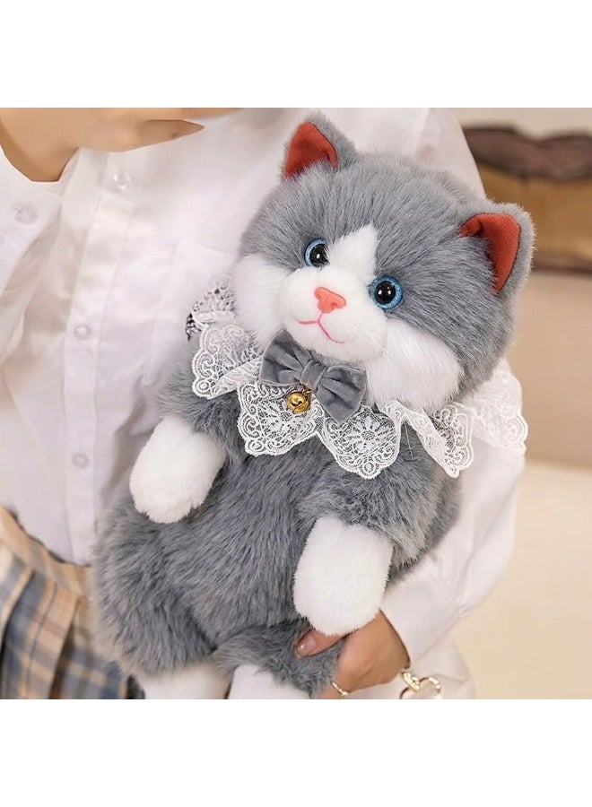 Kiddoz Realistic Cat Plush Backpack with Adjustable Straps & Zipper Closure - Grey | Faux Fur Animal Backpack, Suitable for daily use and casual fashion, Travel, Cat Lovers, Birthday Gifts, New Year Gifts - Image 2