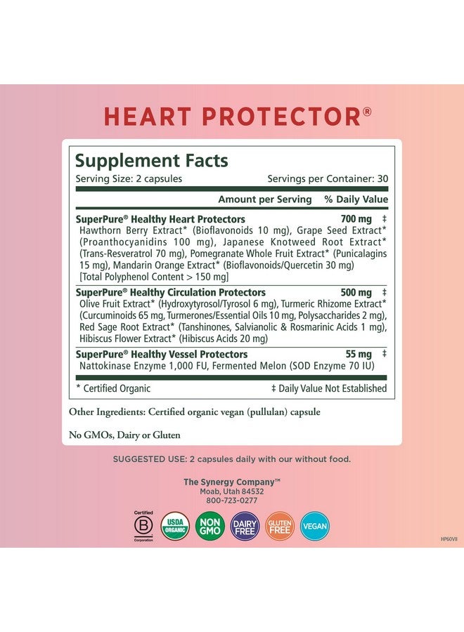 بيور سينرجي PURE SYNERGY Heart Protector | دعم صحة القلب العضوي | مكمل غذائي شامل للقلب مع توت الزعرور العضوي والريسفيراترول والناتوكيناز | لدعم القلب والدم والأوعية الدموية (60 كبسولة) - Image 2