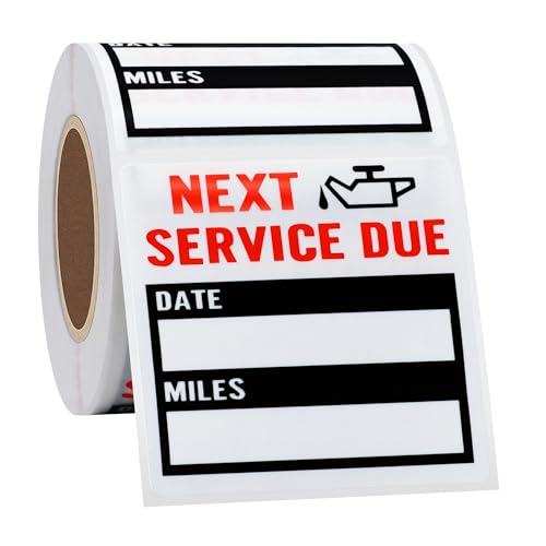 HYBSK 200pcs Transparent Oil Change/Service Reminder Stickers 2"x2" Premium Quality Clear PET Oil Change Stickers (Black) - Image 4