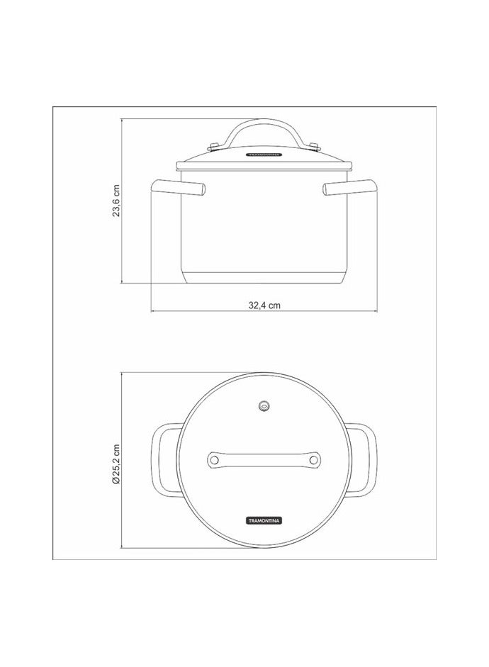 TRAMONTINA Since 1911,Made in Brazil- Una 24cm 7.7L Stainless Steel Stock Pot with Tri-ply Bottom - Image 4
