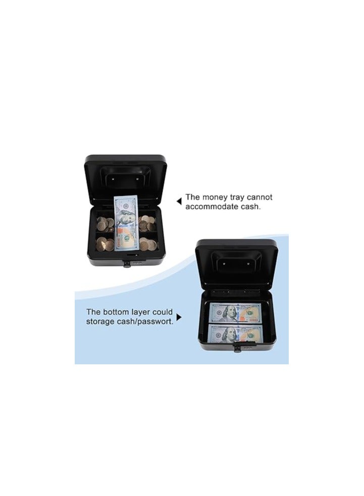 كيه واي خزنة نقود مقاس M مع قفل برمز من كيودوليد، صندوق نقود معدني امن مع صينية نقود لصندوق قفل امان، اسود، 7.87 بوصة × 6.30 بوصة × 3.54 بوصة، مقاس M - Image 2