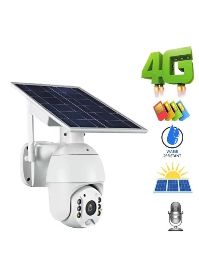 ماركة غير محددة - 4G LTE كاميرا أمان IP لبطاقة SIM (8 ميجابكسل) كاميرا CCTV خارجية 1080P للرؤية الليلية ، PTZ ، مستشعر مزدوج للرؤية الليلية بالأشعة، كشف الحركة ، نظام كاميرا مراقبة إمالة مع لوحة شمسية - Image 1
