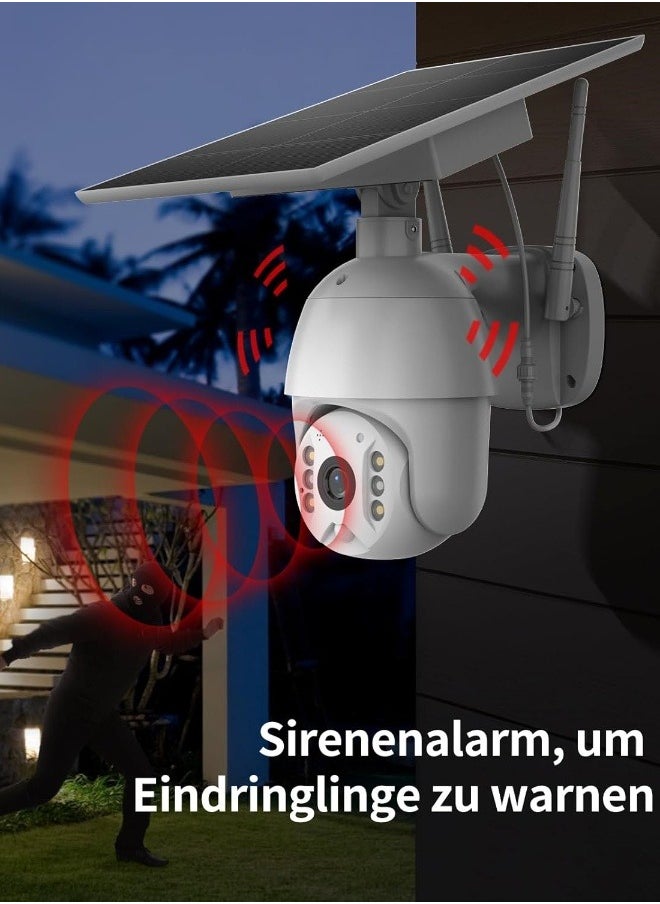 ماركة غير محددة - 4G LTE كاميرا أمان IP لبطاقة SIM (8 ميجابكسل) كاميرا CCTV خارجية 1080P للرؤية الليلية ، PTZ ، مستشعر مزدوج للرؤية الليلية بالأشعة، كشف الحركة ، نظام كاميرا مراقبة إمالة مع لوحة شمسية - Image 1