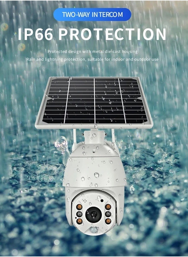 ماركة غير محددة - 4G LTE كاميرا أمان IP لبطاقة SIM (8 ميجابكسل) كاميرا CCTV خارجية 1080P للرؤية الليلية ، PTZ ، مستشعر مزدوج للرؤية الليلية بالأشعة، كشف الحركة ، نظام كاميرا مراقبة إمالة مع لوحة شمسية - Image 1