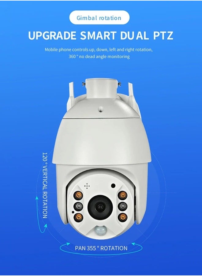 ماركة غير محددة - 4G LTE كاميرا أمان IP لبطاقة SIM (8 ميجابكسل) كاميرا CCTV خارجية 1080P للرؤية الليلية ، PTZ ، مستشعر مزدوج للرؤية الليلية بالأشعة، كشف الحركة ، نظام كاميرا مراقبة إمالة مع لوحة شمسية - Image 1