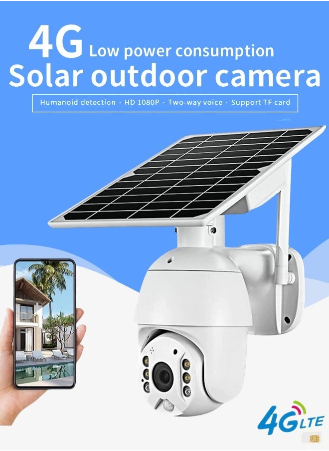 ماركة غير محددة - 4G LTE كاميرا أمان IP لبطاقة SIM (8 ميجابكسل) كاميرا CCTV خارجية 1080P للرؤية الليلية ، PTZ ، مستشعر مزدوج للرؤية الليلية بالأشعة، كشف الحركة ، نظام كاميرا مراقبة إمالة مع لوحة شمسية - Image 1