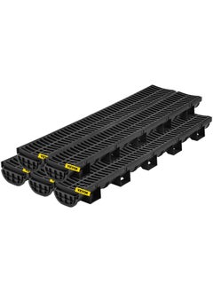 VEVOR Vevor Trench Drain System  Channel Drain With Plastic Grate  5.7X3.1-Inch Hdpe Drainage Trench  Black Plastic Garage Floor Drain  5X39 Trench Drain Grate  With 5 End Caps  For Garden  Driveway-5 Pack  - Image 1