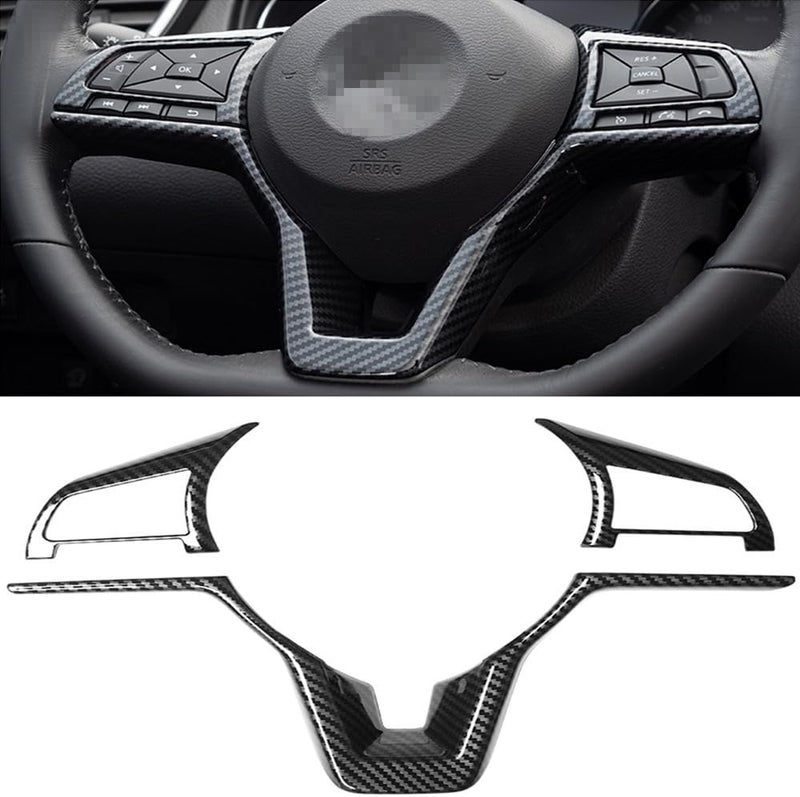 CYAuto Carbon Fiber Style Steering Wheel Trim for Nissan - Image 1