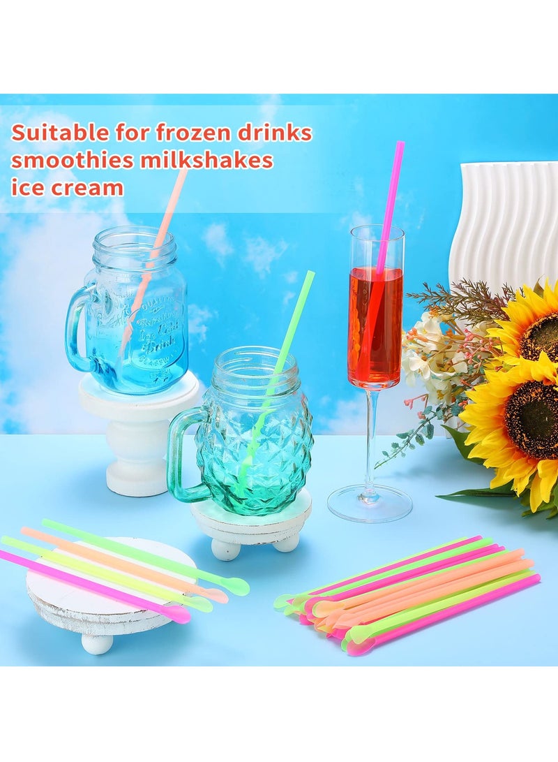SYOSI 500 Pcs Disposable Spoon Straws, 7.87 Inch Colorful Plastic Straws for Shaved Ice Ice Cream Milkshakes Drinks - Image 4