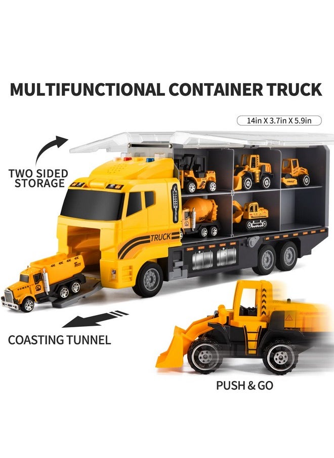 TEMI Toddler Toys for 3-9 Years Old Boys, Construction Toys Car Transport Vehicle W/Play Mat, Die-cast Alloy Engineering Vehicle Gifts for Age 3 4 5 6 Kids Child Boys Girls Birthday Party Favor  - Image 3