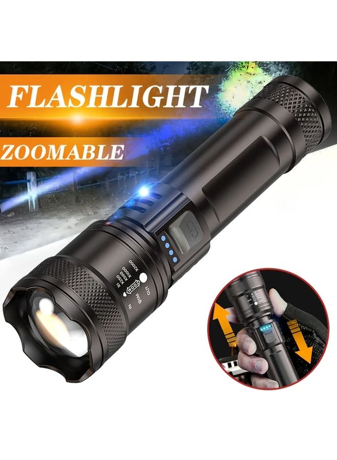 USB C Rechargeable Zoomable LED Flashlight Turbo Mode Portable Handheld Torch - Image 2