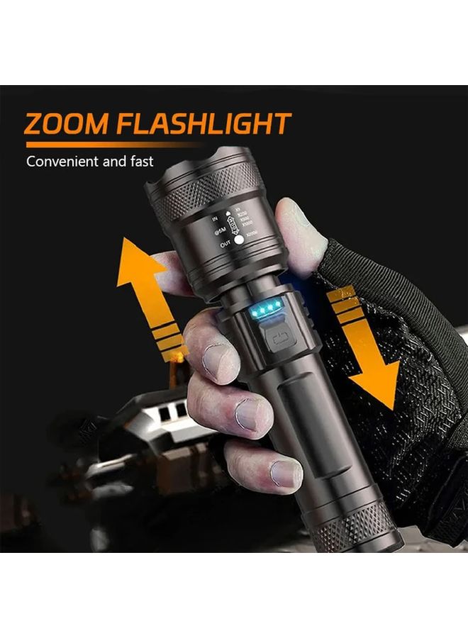 USB C Rechargeable Zoomable LED Flashlight Turbo Mode Portable Handheld Torch - Image 5