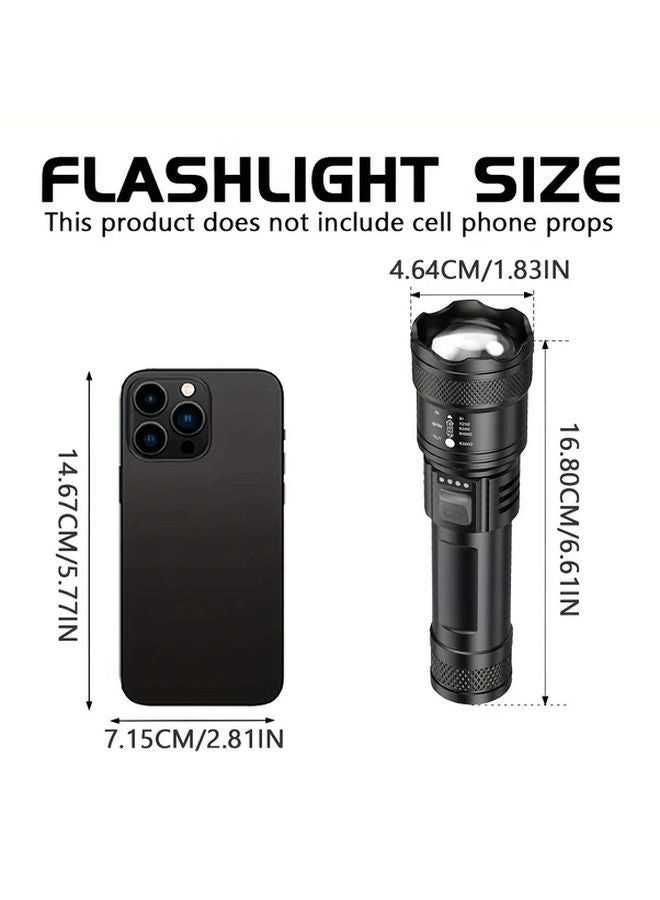 USB C Rechargeable Zoomable LED Flashlight Turbo Mode Portable Handheld Torch - Image 4