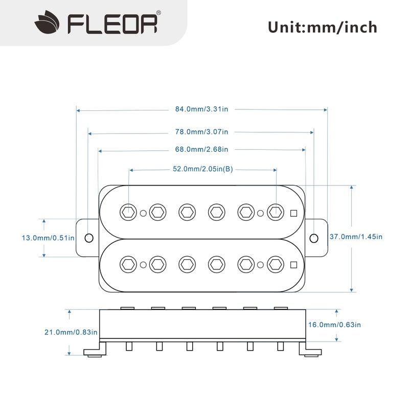 FLEOR Bridge Pickup Ceramic Double Coil Humbucker Pickups for Electric Guitar Pickup-Black - Image 2