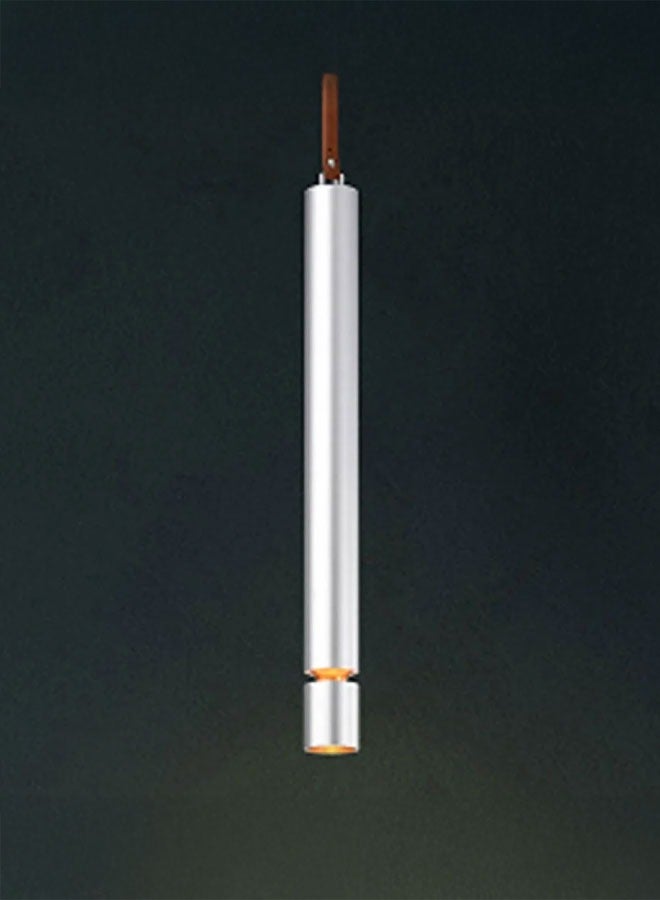 ٍSiera Light A white hanging tube light with a decorative grooved ring warm light 4 watt P0686 